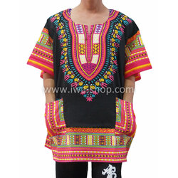 เสื้อลายชนเผ่า สีผสมดำชมพู เสื้อลายจังโก้ ชุดโบฮีเมียน ชุดชนเผ่าแฟนซี เสื้อลายแอฟริกัน เสื้อชนเผ่า กะเหรี่ยง ชุดเที่ยวทะเล ชุดไปทะเลสไตล์ชนเผ่า