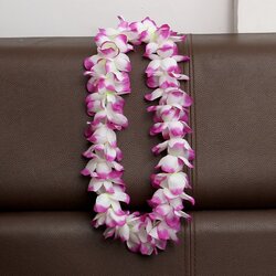 พวงมาลัยฮาวาย พวงมาลัยดอกไม้ พวงมาลัยแฟนซี ม่วงขาว