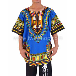 เสื้อลายชนเผ่า น้ำเงิน เสื้อลายจังโก้ ชุดโบฮีเมียน ชุดชนเผ่าแฟนซี เสื้อลายแอฟริกัน เสื้อชนเผ่า กะเหรี่ยง ชุดเที่ยวทะเล ชุดไปทะเลสไตล์ชนเผ่า