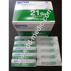 เข็มฉีดยา ยี่ห้อ นิโปร เบอร์ 21 X 1" กล่องละ 100 อัน