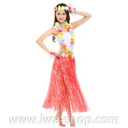 แดงยาว 80 cm ชุดฮาวายกระโปรงฟาง หนาพิเศษ ครบเซตพวงมาลัยรุ้งเล็ก เซตชุดกระโปรงเชือกฟางฟูๆ กระโปรงฮาวาย กระโปรงเชือกฟาง ปาร์ตี้ชุดฮาวายเชือกปอฟาง