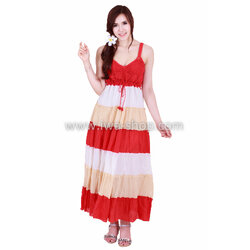 ชุดเดรสโครเชต์สลับสี แดงขาว ชุดถักโครเชต์ ชุดเดรสฮาวาย ชุดฮาวายน่ารัก ชุดเที่ยวทะเล ชุดเดรสไปทะเล น่ารักๆ maxi dress ทะเล