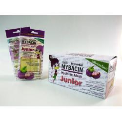 หน้ากากอนามัยสกัดจากเปลือกมังคุด เคลือบสารฆ่าเชื้อ ไวรัสไข้หวัดนก (H5N1) แบคทีเรียเชื้อวัณโรค และเชื้อรา ยี่ห้อ มายบาซิน (ซองละ 2 ชิ้น) ของเด็ก