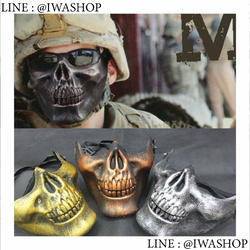 หน้ากากหัวกะโหลกครึ่งหน้า หน้ากาก เพ้นบอล ผี หัวกะโหลก ซอมบี้ หน้ากากปาร์ตี้ ร็อค พังค์ หน้ากากแฟนซี หน้ากากฮาโลวีน หน้ากากผี หน้ากากคอสเพลย์ Half Face Skull Ghost