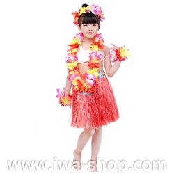 แดง 40 cm ชุดกระโปรงฟางเด็ก ชุดฮาวายเด็กหนาพิเศษ พร้อมเซตพวงมาลัยรุ้งใหญ่ กระโปรงฟางอย่างดี ชุดเต้นเด็กฮาวาย กระโปรงเชือกฟางฟูๆ ชุดฮาวายเชือกปอฟาง พร็อพชุดฮาวาย ระบำฮาวาย ระบำชาวเกาะ เต้นฮูลาฮูล่า