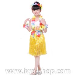 เหลือง 40 cm ชุดกระโปรงฟางเด็ก หนาพิเศษ พร้อมเซตพวงมาลัยรุ้งเล็ก กระโปรงฟางอย่างดี ชุดเต้นเด็กฮาวาย กระโปรงเชือกฟางฟูๆ ชุดฮาวายเชือกปอฟาง
