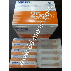 เข็มฉีดยา ยี่ห้อ นิโปร เบอร์ 25 X 1" กล่องละ 100 อัน
