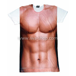 แขนสั้นพื้นขาว สกรีนด้านหน้า เสื้อยืดลายกล้าม เสื้อสกรีนรูปกล้าม เสื้อสกรีนซิคแพค เสื้อลาย six pack เสื้อยืดพิมพ์ลายตลก เพาะกาย เสื้อลายกล้าม 3 มิติ เสื้อลายกล้าม 3d เสื้อสามมิติ