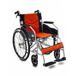 รถเข็นผู้ป่วยอลูมิเนียมอัลลอยด์ ล้อใหญ่ มีเบรคมือ พับหลังได้ แข็งแรง ทนทาน