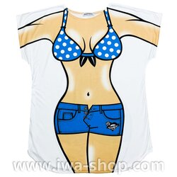 ฟ้าลายจุด เสื้อยืดลายชุดว่ายน้ำ กางเกงขาสั้น เสื้อยืดลายบิกินี่ เสื้อสกรีนลายบิกินี่ เสื้อลายชุดว่ายน้ำ เสื้อฮาๆ พิมพ์ลายเซ็กซี่ไปทะเล