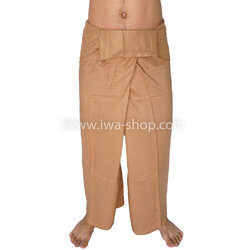 กางเกงเล กางเกงชายหาด ผ้าเรยอน สีไข่ไก่