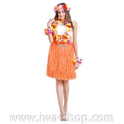 ส้มยาว 60 cm ชุดกระโปรงฟาง ฮาวายหนาพิเศษ พร้อมเซตพวงมาลัยรุ้งใหญ่ กระโปรงฟางอย่างดี กระโปรงเชือกฟางฟูๆ ชุดฮาวายเชือกปอฟาง พร็อพชุดฮาวาย ระบำฮาวาย ระบำชาวเกาะ เต้นฮูลาฮูล่า