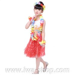 แดง 40 cm ชุดกระโปรงฟางเด็ก หนาพิเศษ พร้อมเซตพวงมาลัยรุ้งเล็ก กระโปรงฟางอย่างดี ชุดเต้นเด็กฮาวาย กระโปรงเชือกฟางฟูๆ ชุดฮาวายเชือกปอฟาง