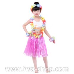 ชมพู 40 cm ชุดกระโปรงฟางเด็ก หนาพิเศษ พร้อมเซตพวงมาลัยรุ้งเล็ก กระโปรงฟางอย่างดี ชุดเต้นเด็กฮาวาย กระโปรงเชือกฟางฟูๆ ชุดฮาวายเชือกปอฟาง