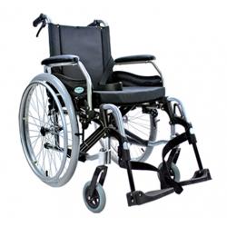 รถเข็นผู้ป่วยอลูมิเนียมอัลลอยด์ น้ำหนักเบา เบาะเสริมฟองน้ำ เบาะกว้าง นั่งสบาย รับน้ำหนักได้ถึง 150 กก. เหมาะสำหรับคนอ้วน คนตัวใหญ่