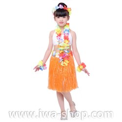 ส้ม 40 cm ชุดกระโปรงฟางเด็ก หนาพิเศษ พร้อมเซตพวงมาลัยรุ้งเล็ก กระโปรงฟางอย่างดี ชุดเต้นเด็กฮาวาย กระโปรงเชือกฟางฟูๆ ชุดฮาวายเชือกปอฟาง