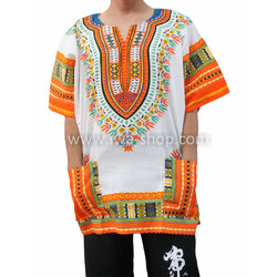 เสื้อลายชนเผ่า สีผสมส้ม เสื้อลายจังโก้ ชุดโบฮีเมียน ชุดชนเผ่าแฟนซี เสื้อลายแอฟริกัน เสื้อชนเผ่า กะเหรี่ยง ชุดเที่ยวทะเล ชุดไปทะเลสไตล์ชนเผ่า