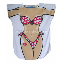 เสื้อลายบิกินี่ชมพูจุดขาว เสื้อยืดลายบิกินี่ เสื้อสกรีนลายบิกินี่ เสื้อลายชุดว่ายน้ำ เสื้อฮาๆ พิมพ์ลายเซ็กซี่ ชุดเดรสลายบิกินี่ ชุดไปทะเล ชุดเที่ยวทะเล เสื้อผ้าไปทะเล