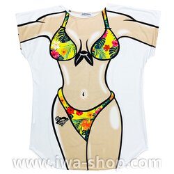 เหลืองฮาวายดอกไม้ เสื้อลายชุดว่ายน้ำ เสื้อลายบิกินี่ เสื้อยืดลายบิกินี่ เสื้อสกรีนลายบิกินี่ เสื้อฮาๆ พิมพ์ลายเซ็กซี่ ชุดเดรสลายบิกินี่ ชุดไปทะเล