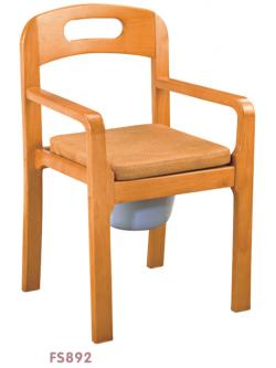 เก้าอี้นั่งถ่ายแบบไม้พับไม่ได้ ทำจากไม้คุณภาพสูง มีถังพร้อมฝาปิด รุ่น FS892