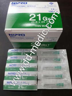 เข็มฉีดยา ยี่ห้อ นิโปร เบอร์ 21 X 1" กล่องละ 100 อัน