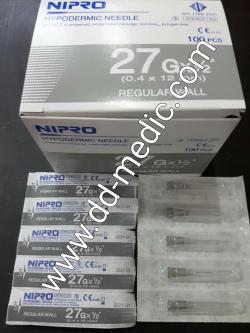 เข็มฉีดยา ยี่ห้อ นิโปร เบอร์ 27 X 1/2" กล่องละ 100 อัน