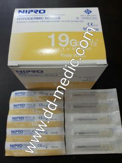 เข็มฉีดยา ยี่ห้อ นิโปร เบอร์ 19 X 1.5" กล่องละ 100 อัน