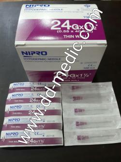 เข็มฉีดยา ยี่ห้อ นิโปร เบอร์ 24 X 1 1/4" กล่องละ 100 อัน