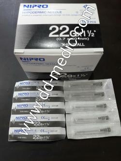 เข็มฉีดยา ยี่ห้อ นิโปร เบอร์ 22 X 1.5" กล่องละ 100 อัน