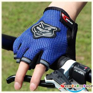 ถุงมือตัดนิ้ว สีน้ำเงิน