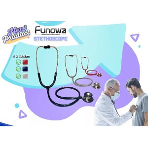 หูฟังแพทย์ STETHOSCOPE ยี่ห้อ Funowa ผลิตภัณฑ์ประเทศญี่ปุ่น ชนิด Dual type ฟังเสียงได้ 2 ด้าน มี 3 สี น้ำเงิน เลือดหมู เทา สำหรับผู้ใหญ่