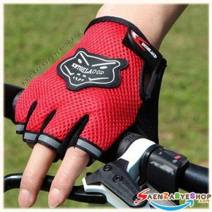 ถุงมือตัดนิ้ว สีแดง