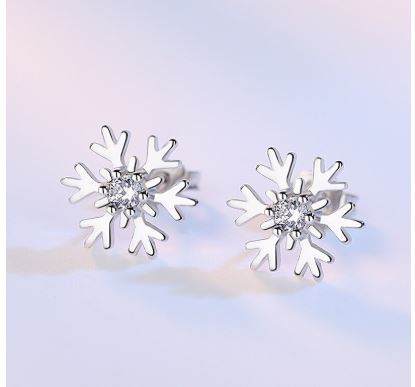 ต่างหู ตุ้มหู เงินแท้ 925 ฝังเพชร CZ AAA ลาย สโนว์ หิมะ ต่างหู แฟชั่น ฝังเพชร สวยเก๋ ใส่ทำงาน ใส่เที่ยว 209493