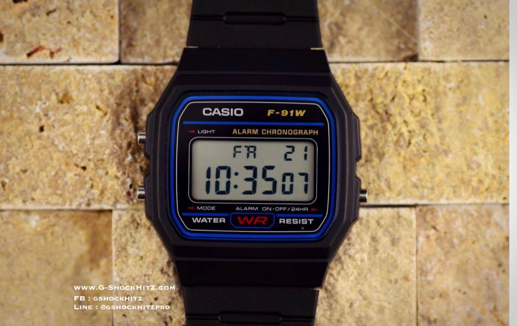 CASIO MID YEAR SALE นาฬิกาคาสิโอ พร้อมส่ง นาฬิกาข้อมือ นาฬิกากันน้ำ นาฬิกาของแท้ BTS ประกันศูนย์ CMG 1 ปี รุ่น F-91W-1 นาฬิกาสีดำ