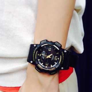 CASIO นาฬิกาคาสิโอ นาฬิกาข้อมือ นาฬิกากันน้ำ นาฬิกาของแท้ ประกันศูนย์ CMG 1 ปี รุ่น AQ-S810W-1A3 นาฬิกาสีดำ