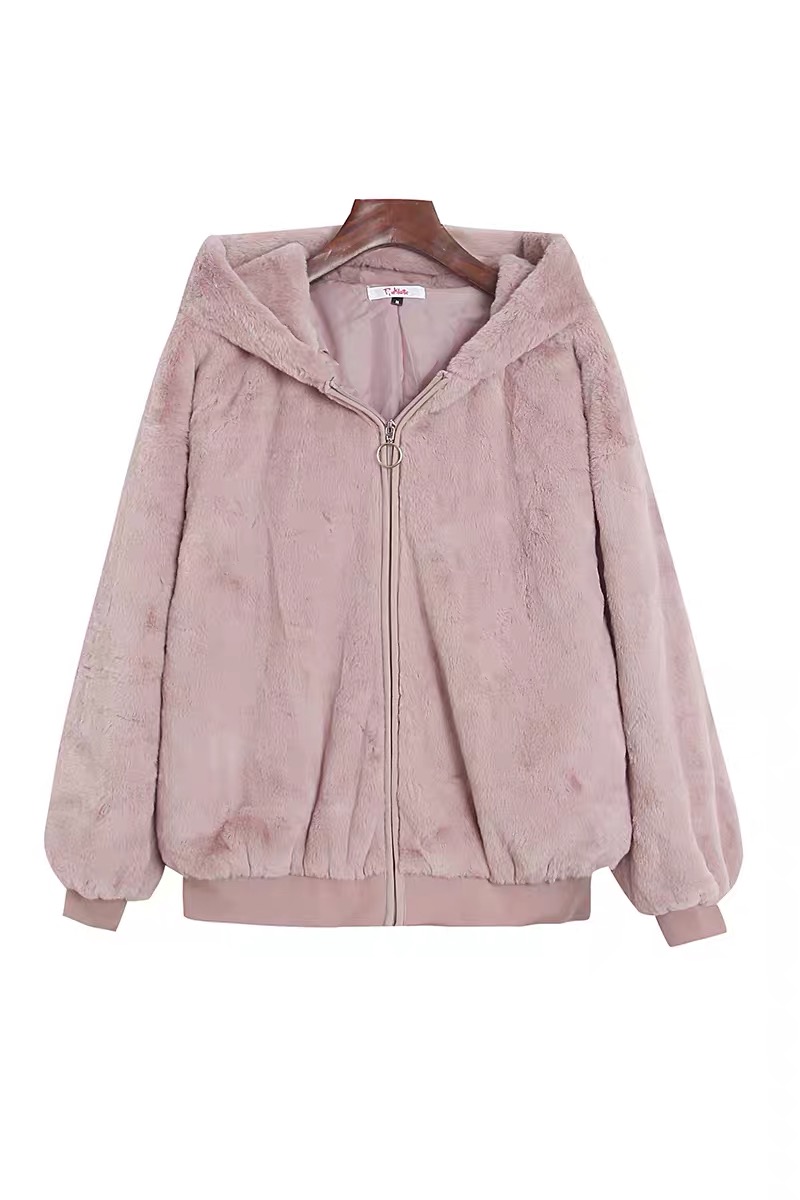 Pink latte เสื้อเฟอร์กันหนาว หมวกฮู้ด เสื้อขน (FLUFFY COAT ) แบรนด์ Pink latte