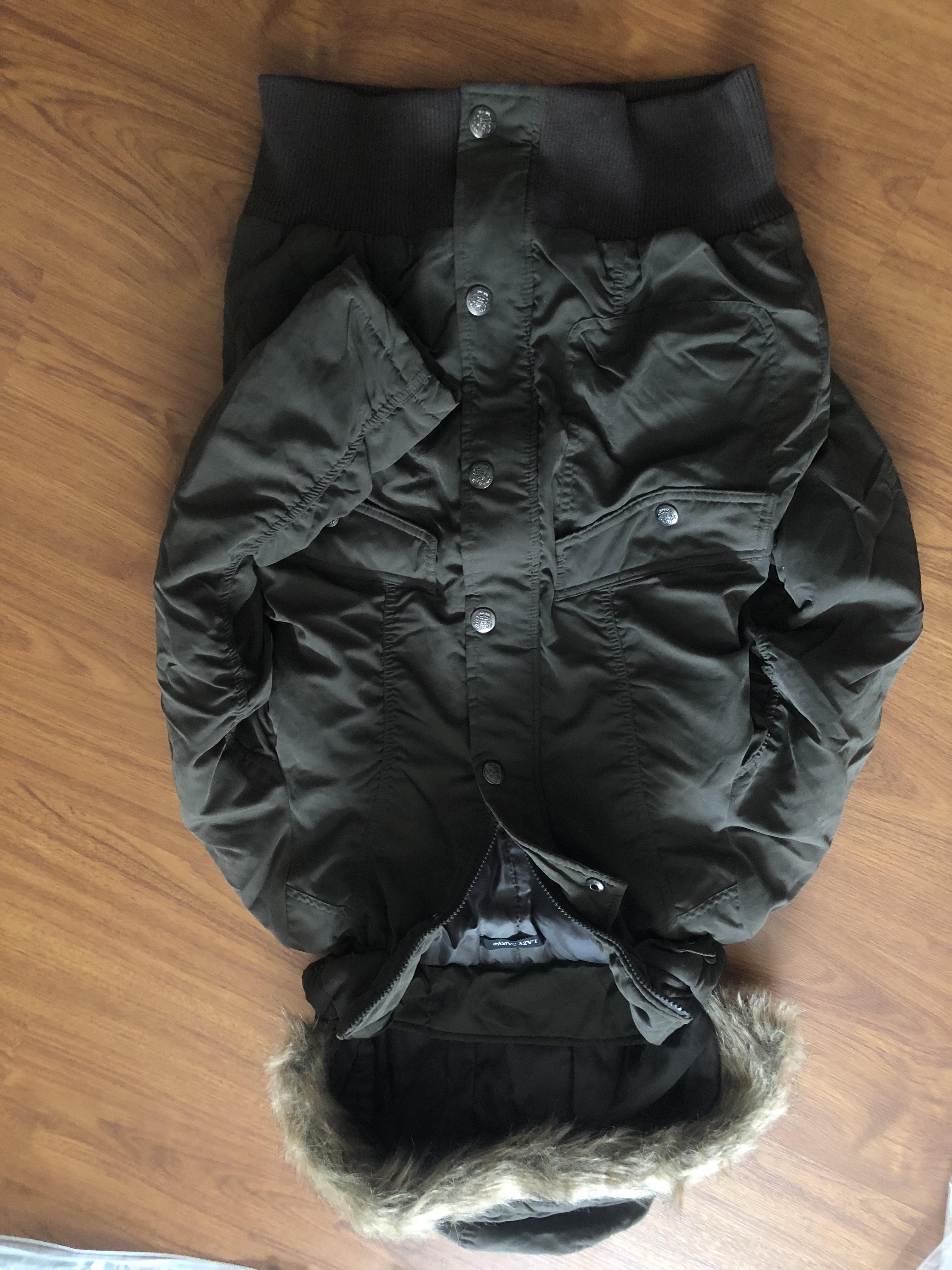 เสื้อกันหนาว เสื้อคลุมกันหนาว แต่งหมวกฮูท สีน้ำตาล (เฟอร์ ถอดใส่ได้) แบรนด์ LAZY DAISYญี่ปุ่นแท้100% +ขนเฟอร์ ถอดได้คะ สำเนา