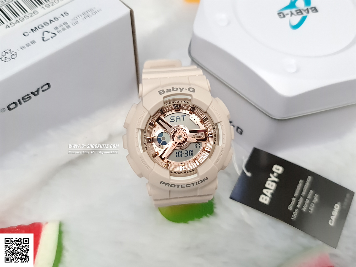 CASIO BABY-G นาฬิกาข้อมือ นาฬิกากันน้ำ นาฬิกาของแท้ ประกันศูนย์ CMG 1 ปี รุ่น BA-110XCP-4A นาฬิกาสีชมพู