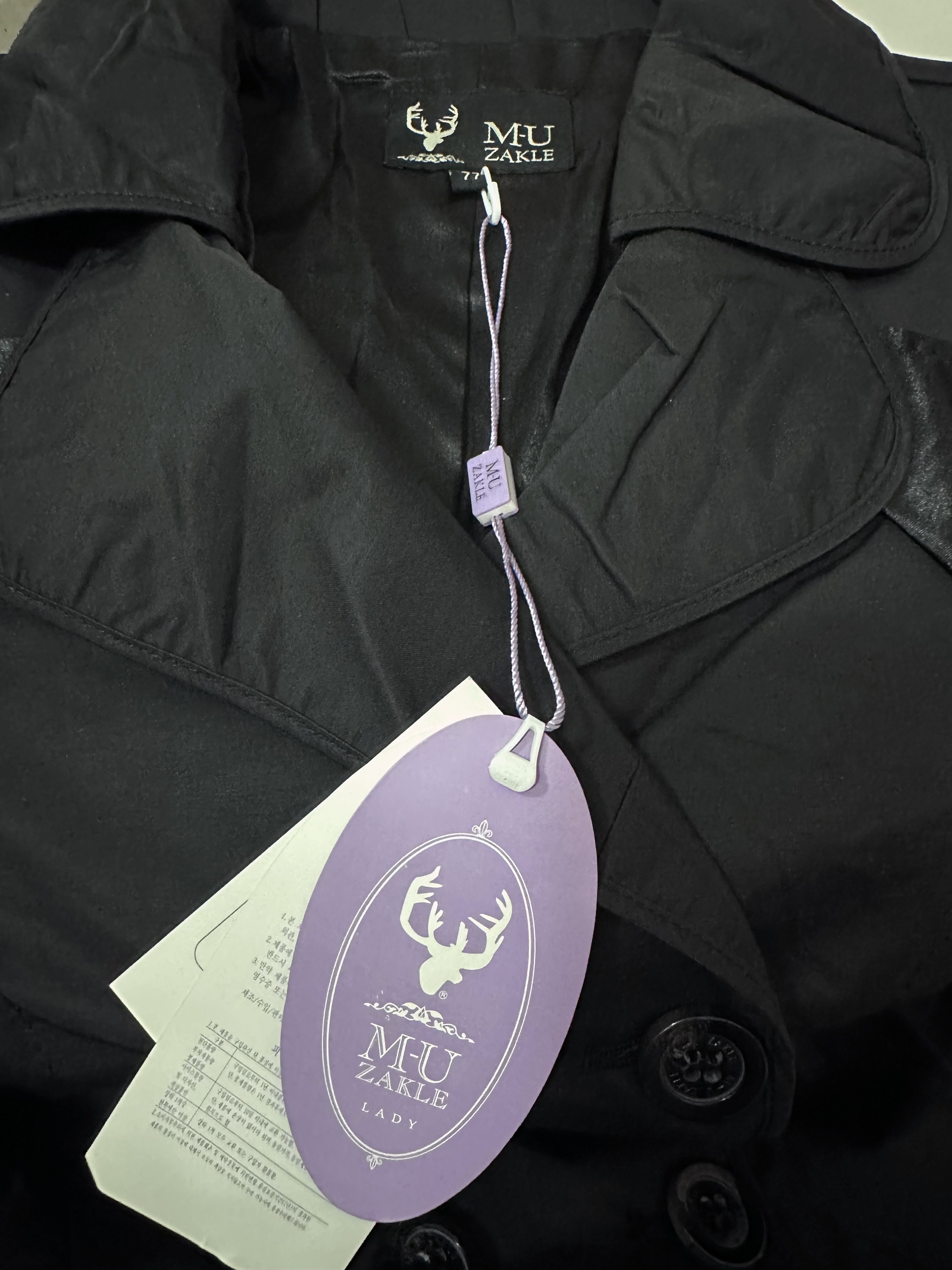 M-u zakle เสื้อโค้ท เสื้อคลุม เบลเซอร์ กันหนาวกันลม สีดำ แบรนด์ M-U zakle