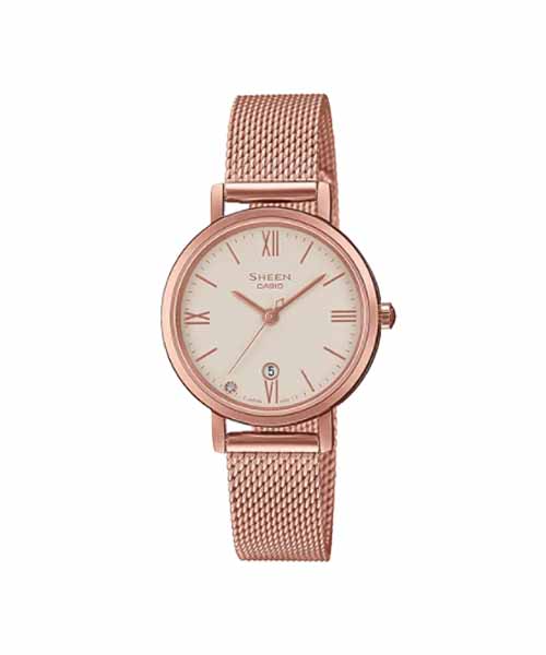 CASIO SHEEN นาฬิกาข้อมือ นาฬิกากันน้ำ นาฬิกาของแท้ ประกันศูนย์ CMG 1 ปี รุ่น SHE-4540CGM-4A นาฬิกาสีน้ำตาล