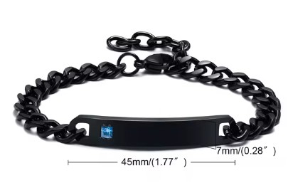สร้อยข้อมือคู่รัก ใส่เป็นคู่ สร้อยข้อมือ สแตนเลสแท้ ทำ logo ชื่อ คู่รัก ฟรี ตกแต่งด้วยเพชร CZ AAA 569792