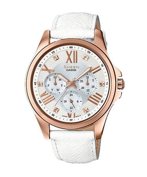 CASIO SHEEN นาฬิกาข้อมือ นาฬิกากันน้ำ นาฬิกาของแท้ ประกันศูนย์ CMG 1 ปี รุ่น SHE-3806GL-7A นาฬิกาสีขาว