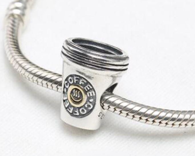 สร้อยข้อมือ Diy สร้อยข้อมือ ใส่ charm แก้ว กาแฟ เก๋ ๆ สร้อยข้อมือเงิน 925 ชาร์มกาแฟ 342925
