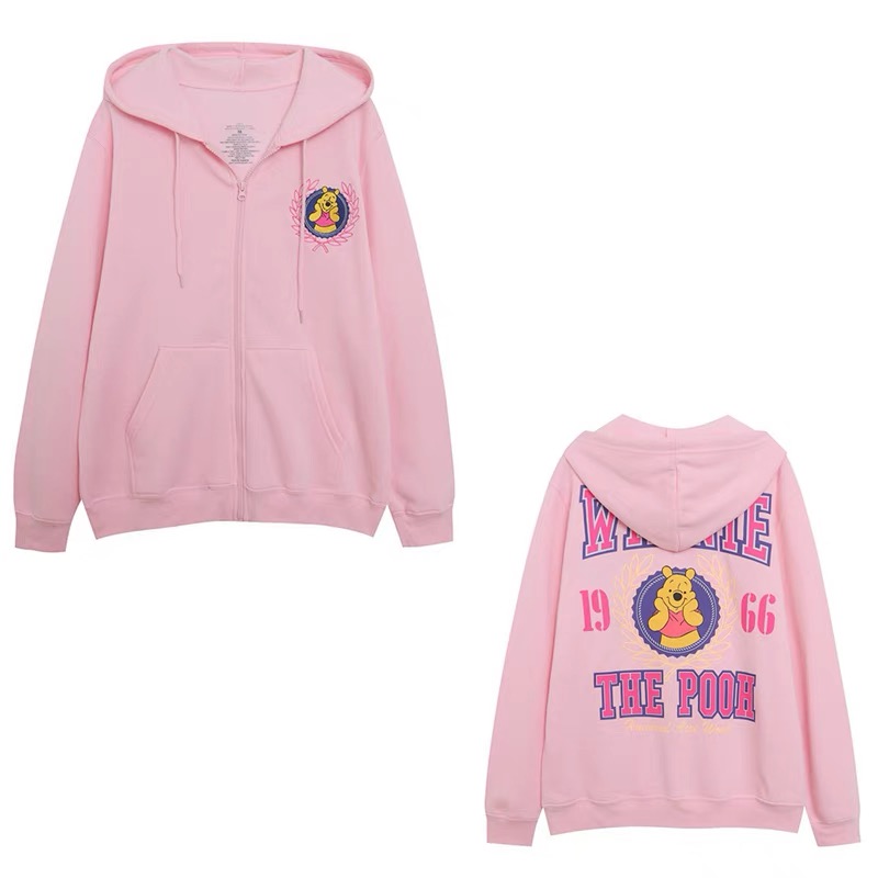 เสื้อฮู้ด วอร์ม สเวตเตอร์ Disney เสื้อหมีพูห์ Winnie the pooh Vintage แขนยาว สีขาว ลายการ์ตูนมิคกี้ งาน DISNEYสีชมพูอมพีช สำเนา สำเนา สีครีม