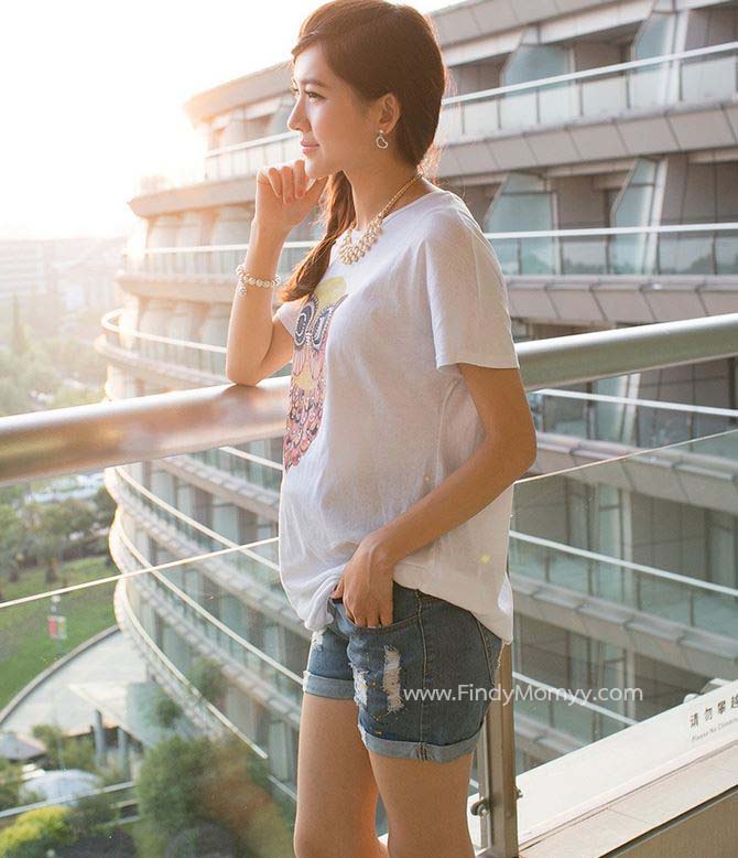 กางเกงยีนส์สั้นคลุมท้อง แต่งขาดรอบตัว มีไซส์ M, L, XL, XXL