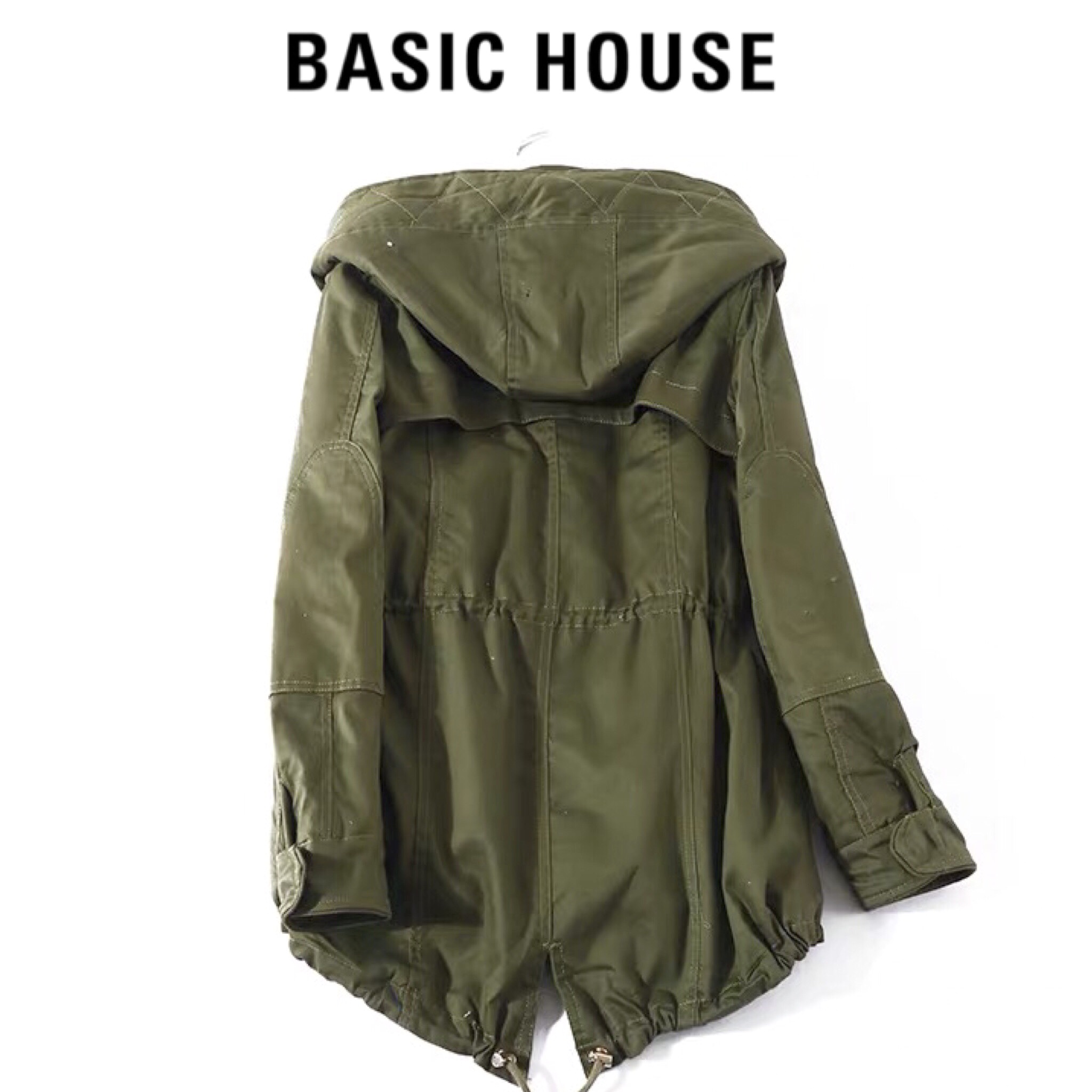 Basic house เสื้อฮู้ดทหาร เสื้อฮู้ด สีเขียว หมวกฮู้ด เสื้อปาร์กา แบรนด์ BASIC HOUSE เสื้อคลุม มีซับขนอุ่นในฮู้ด (ฮู้ด& ซับขนอุ่นถอดได้ค่ะ) งานสวย เท่ห์มาก คะ Size XS/S/M/L สำเนา เขียว