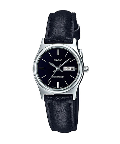 CASIO นาฬิกาคาสิโอ นาฬิกาข้อมือ นาฬิกากันน้ำ นาฬิกาของแท้ ประกันศูนย์ CMG 1 ปี รุ่น LTP-V006L-1B2 นาฬิกาสีดำ