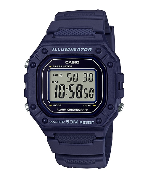 CASIO MID YEAR SALE นาฬิกาคาสิโอ พร้อมส่ง นาฬิกาข้อมือ นาฬิกากันน้ำ นาฬิกาของแท้ BTS ประกันศูนย์ CMG 1 ปี รุ่น W-218H-2A นาฬิกาสีน้ำเงิน