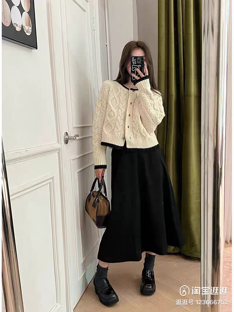 เสื้อหนาวไหมพรม ไหมพรมถัก ถักเปีย แนวเกาหลี เนื้อไหม นุ่ม สวย แบรนด์ สำเนา