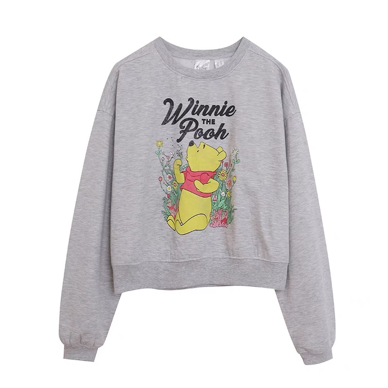 POOH SWEATSHIRT เสื้อ วอร์ม สเวตเตอร์ Disney เสื้อหมีพูห์ Winnie the pooh Vintage แขนยาว สีพีช ลายการ์ตูนมิคกี้ งาน DISNEYสีชมพูอมพีช สำเนา สำเนา สำเนา ดำ